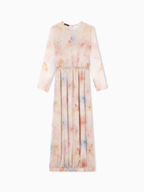 EMPORIO ARMANI BLOSSOM PRINT SILK CHIFFON DRESS