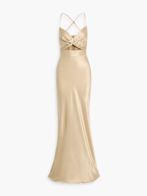 Other Designers Twisted cutout silk-satin gown