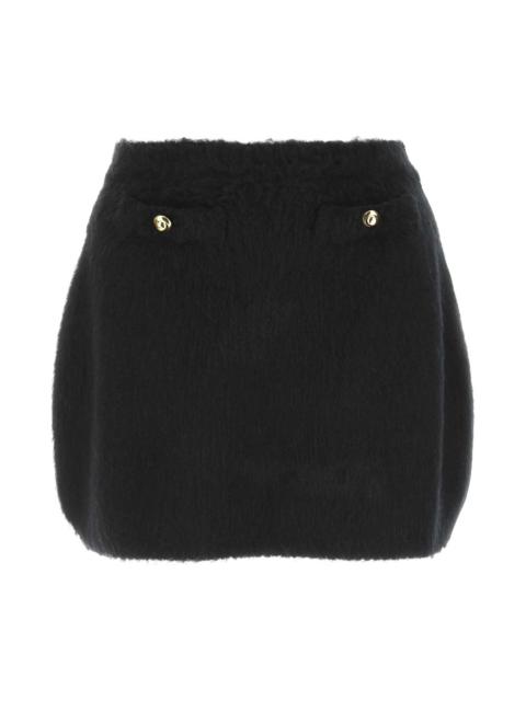 Miu Miu Black Stretch Wool Blend Mini Skirt