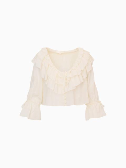 LoveShackFancy Warlow Silk Ruffle Blouse