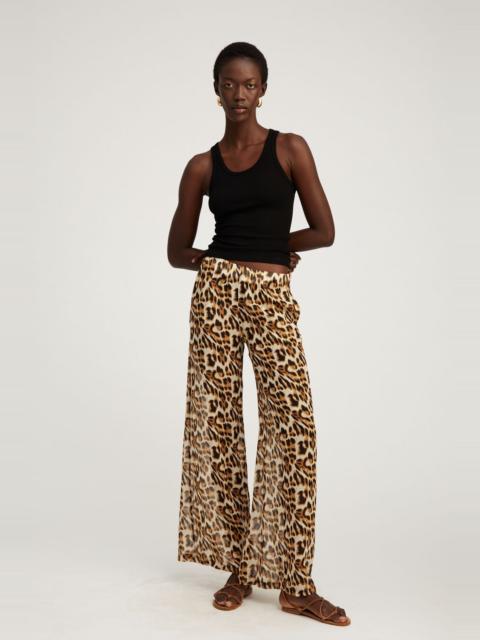 SPRWMN LEOPARD SILK WIDE LEG TROUSERS
