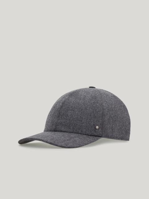 Canali GRAY BASEBALL CAP WITH RIVET AND ADJUSTABLE LEATHER CLOSURE