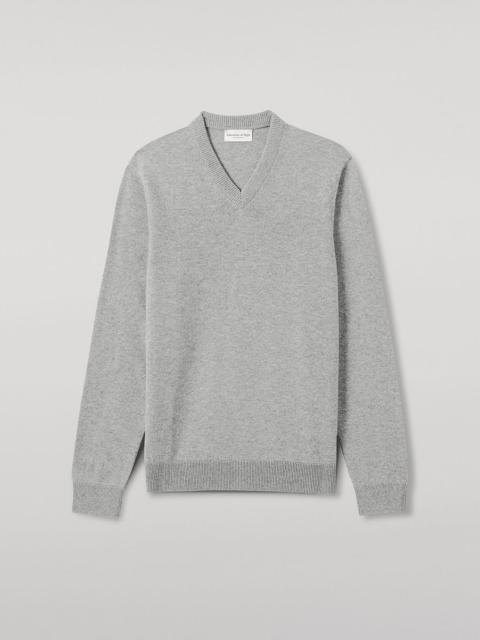 Johnstons of Elgin Classic Cashmere Grey V Neck Jumper