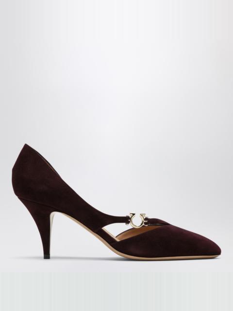 FERRAGAMO Pumps with Gancini detail Dark Barolo