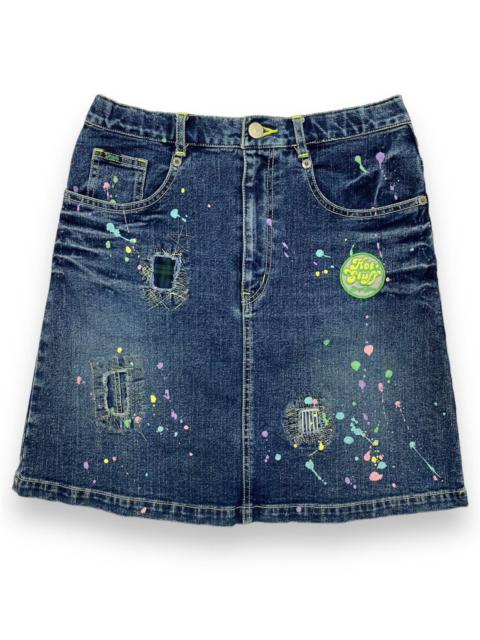 Other Designers Angel Blue Distressed Denim Skirt