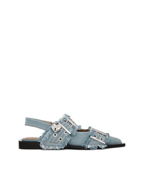 GANNI Feminine denim ballet flats