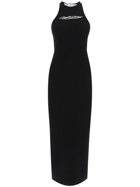 Off-White Crystal Logo Midi Dress In Black