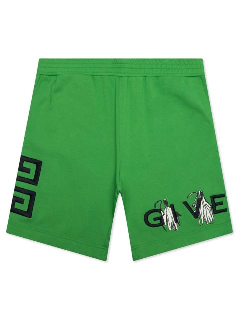 Givenchy GIVENCHY BOXY FIT BRANDING EMBROIDERY SHORTS - APPLE GREEN
