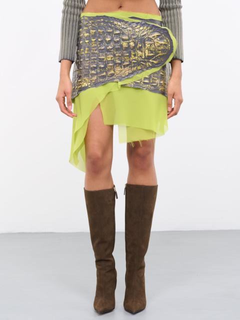 Diesel L-Chidima Leather Alligator Skirt