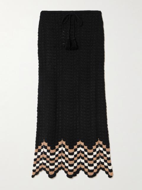 ESCVDO Sumac Scalloped Crocheted Cotton Midi Skirt