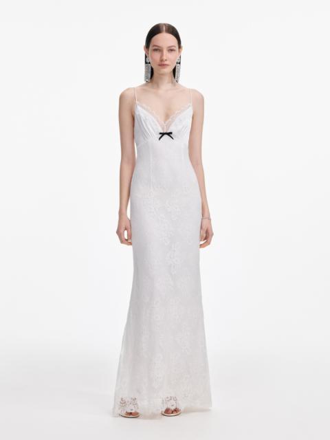 self-portrait White Strappy Floral Lace Maxi Dress