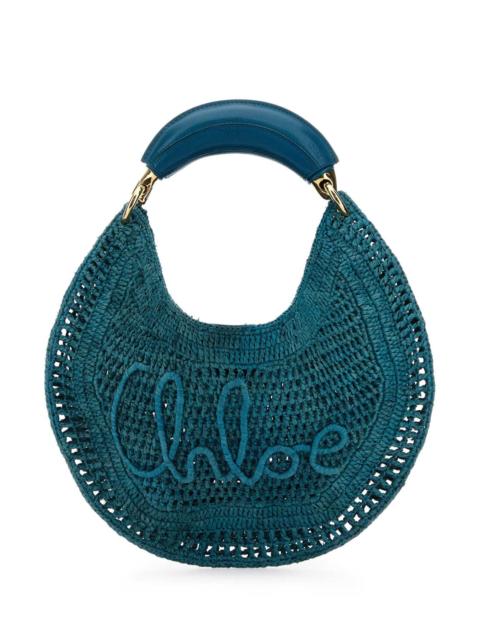 Chloé Chloe Women Teal Green Raffia Banana Handbag