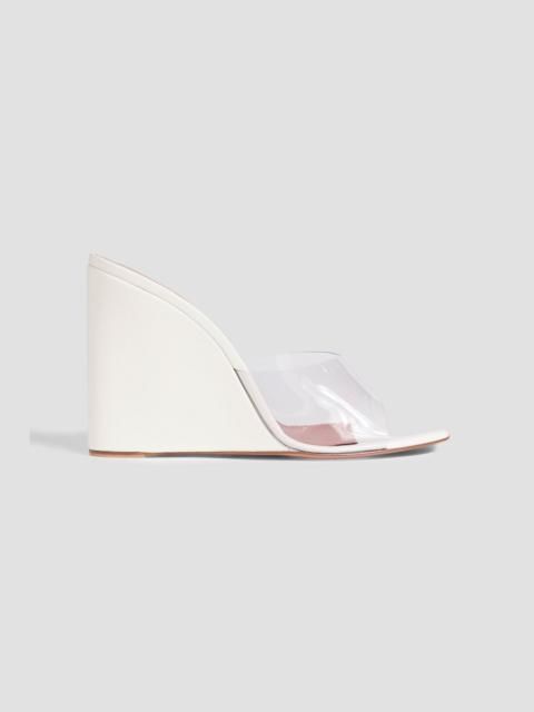 Amina Muaddi Lupita leather and PVC wedge mules