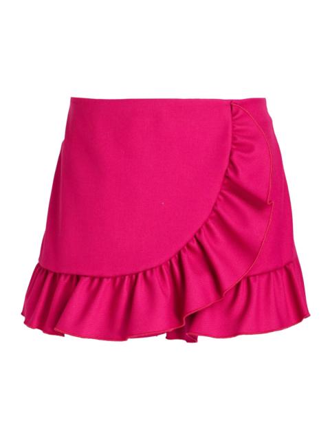 REDValentino Skirt-effect ruffled drill shorts