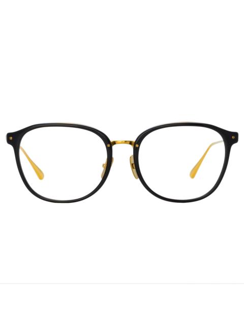 LINDA FARROW PARK OPTICAL D-FRAME IN BLACK AND YELLOW GOLD