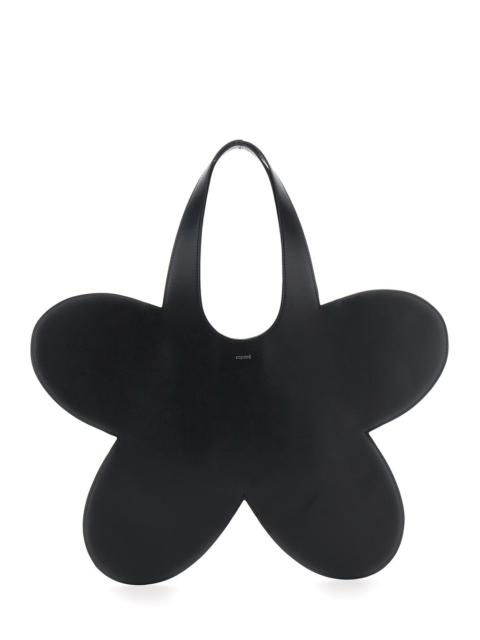 Coperni Women 'Flower' Black Flower-Shaped Handbag With Cut-Out Handle In Leather Woman