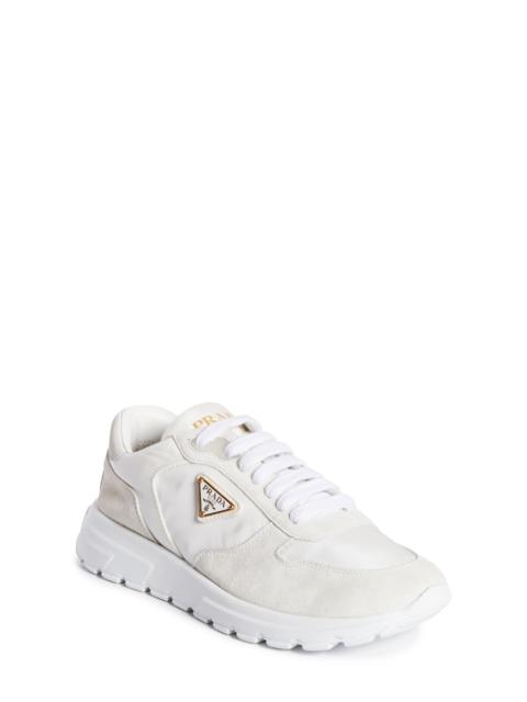 Prada Prada Prax Nylon & Suede Sneaker in Bianco at Nordstrom
