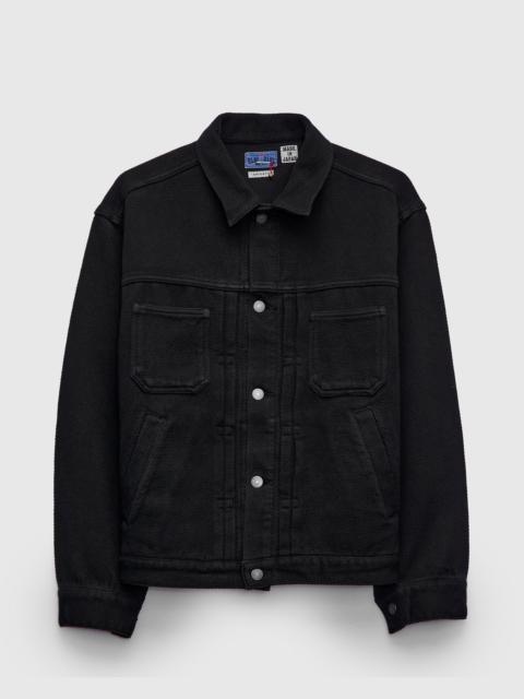 Blue Blue Japan Double Cloth Sashiko Trucker Jacket in Black