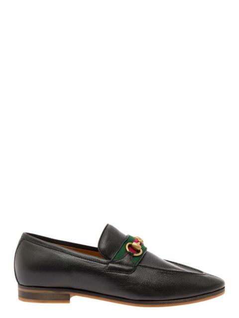 GUCCI Gucci Men 'Paride' Black Loafers With Web And Horsebit Detail In Leather Man