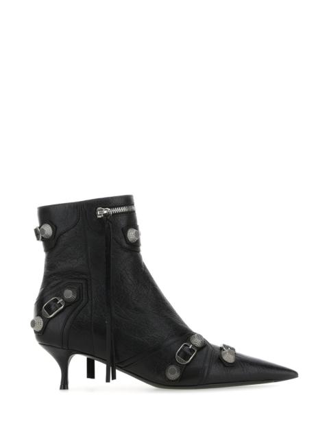 BALENCIAGA Black leather Cagole ankle boots