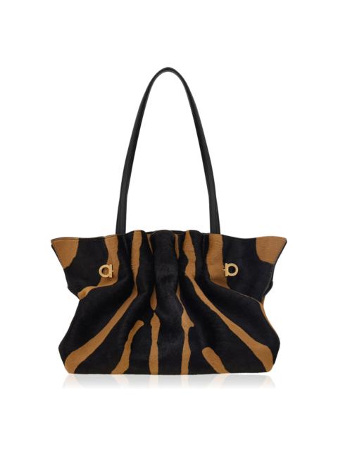 FERRAGAMO Soft Medium Calf Hair Bag brown