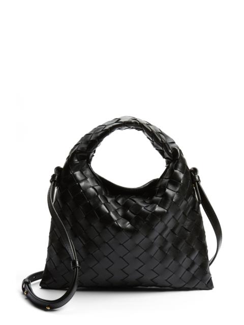 Bottega Veneta Bottega Veneta Mini Hop Intrecciato Leather Hobo Bag in Black Brass/Black at Nordstrom