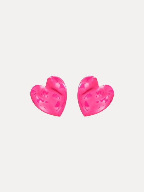 Oscar de la Renta ENAMEL HEART EARRINGS