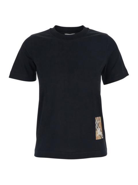 Burberry Burberry Women Black T-Shirt With Logo Application On The Front In Cotton Woman
