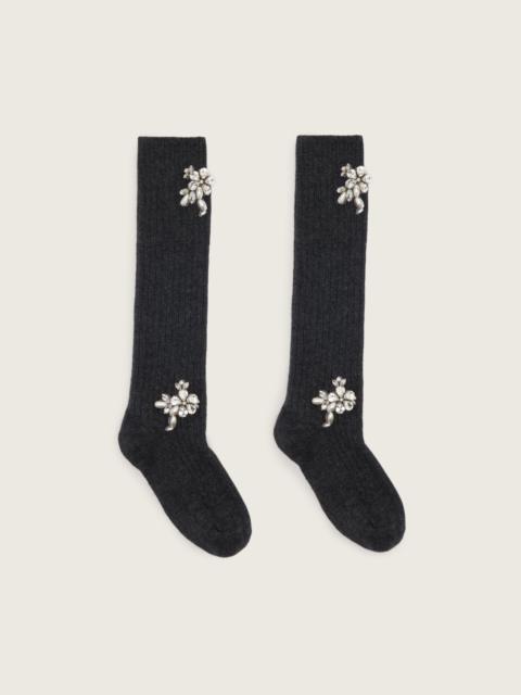 Simone Rocha Embellished Rose Knee Socks