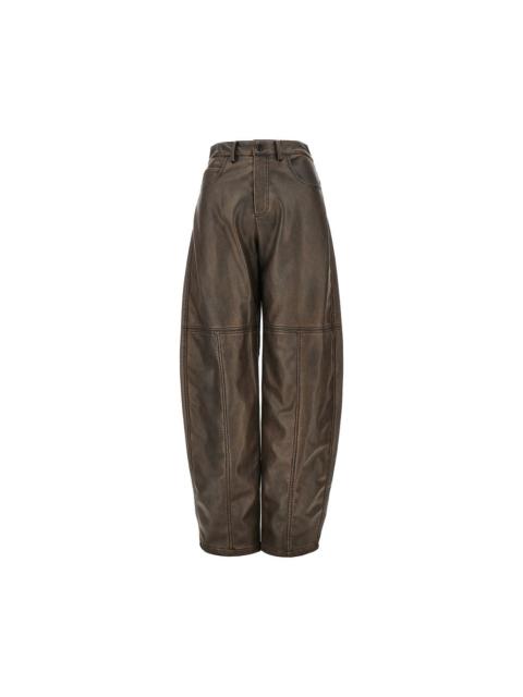 PINKO Pinko Faux Leather Barrel Leg Pants Brown