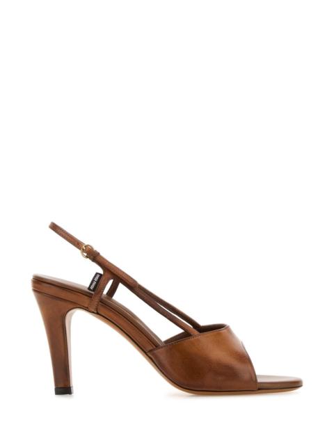 Miu Miu Miu Miu Women Brown Leather Sandals