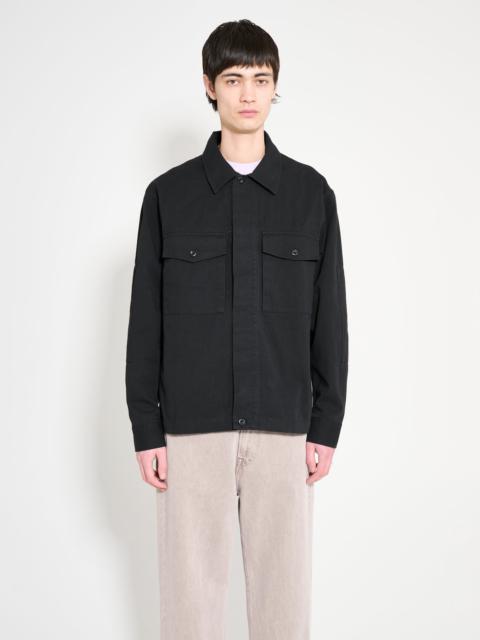 MARGARET HOWELL MHL DRAWCORD JACKET COTTON HEMP TWILL BLACK