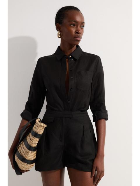 KAREN MILLEN Viscose Linen Woven Long Sleeve Shirt