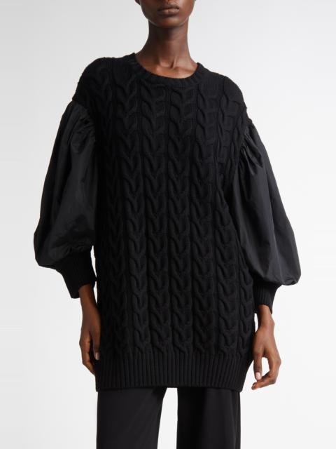 Max Mara Max Mara Ancella Oversize Mixed Media Sweater in Black at Nordstrom