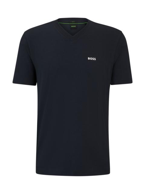 BOSS STRETCH-COTTON REGULAR-FIT T-SHIRT WITH CONTRAST LOGO