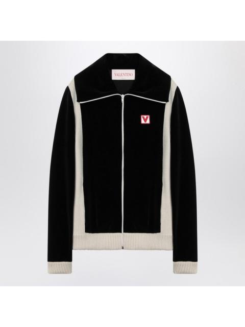 Black chenille sweatshirt with Chez Valentino patch
