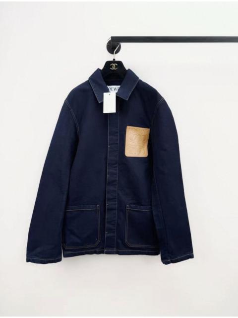 Loewe Loewe Leather-Trimmed Denim Chore Jacket in dark denim