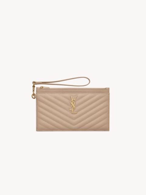 SAINT LAURENT CASSANDRE MATELASSÉ LARGE POUCH IN GRAIN DE POUDRE LEATHER