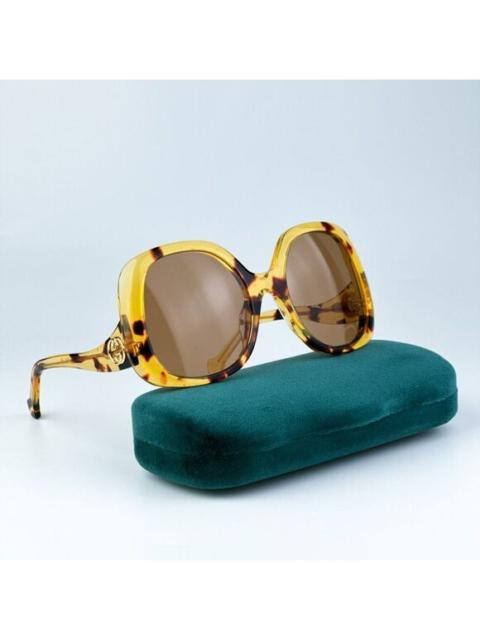 GUCCI NEW Gucci GG1235S 002 Havana Brown Butterfly Oversized Women Sunglasses