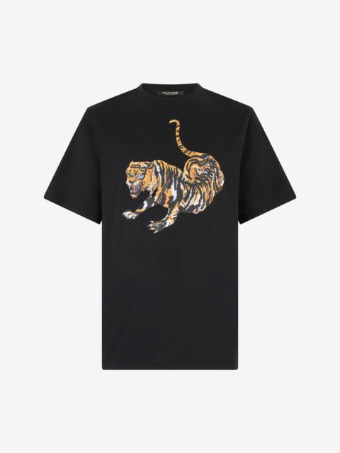 Roberto Cavalli Cotton T-Shirt with Tiger