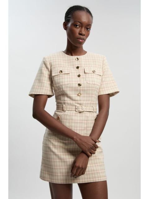 KAREN MILLEN Tailored Check Belted Mini Dress