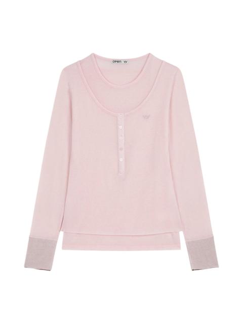 OPEN YY Layered Henley Lounge Tee