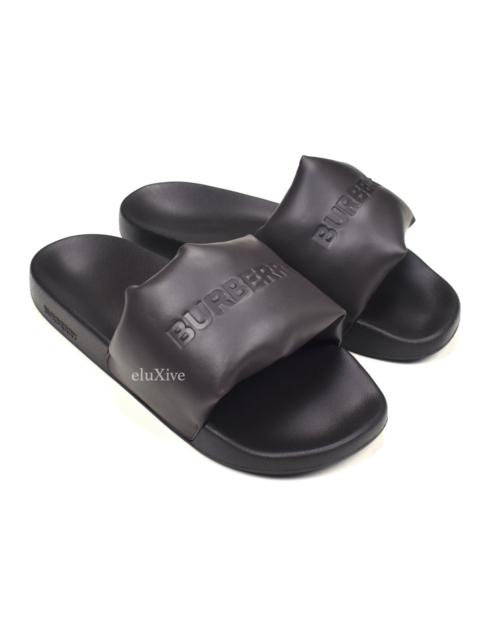 Burberry Logo Embossed Puffer Slides Brown