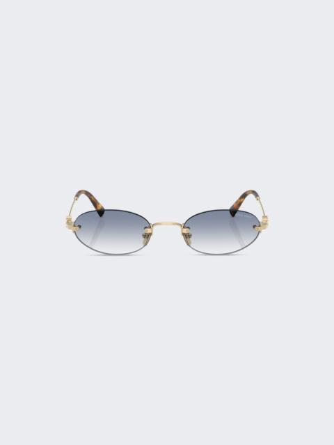Miu Miu Rimless Oval Sunglasses Gradient Blue Lenses