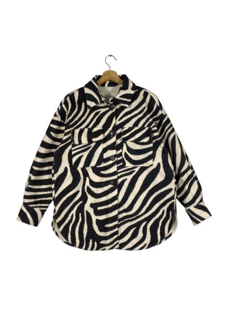 H&M - Japanese Brand Light Beige Zebra Print Felted Shirt jacket