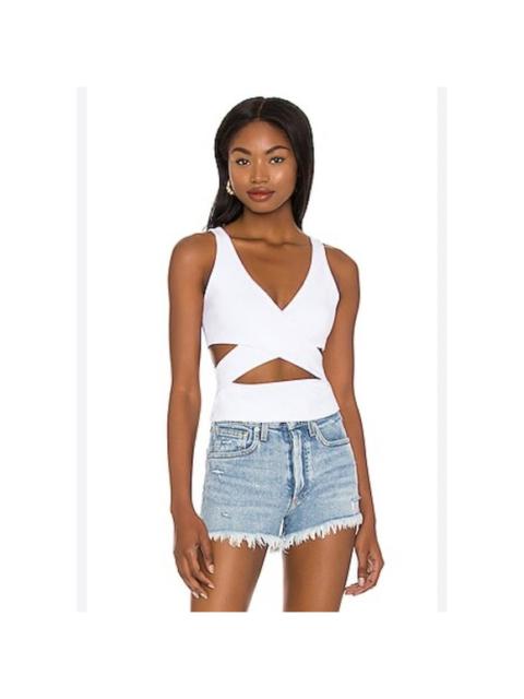 Other Designers NWT Susana Monaco White Cutout Crossover Crop Top in Sugar Sz Medium $128