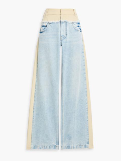 Stella McCartney Gabardine-paneled high-rise wide-leg jeans