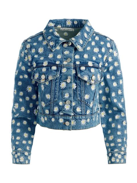 Alice + Olivia JEFF EMBROIDERED DENIM JACKET