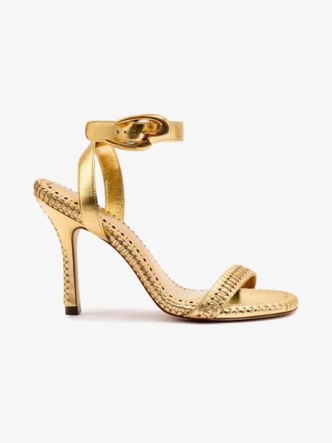 Larroudé Verona Sandal In Gold Metallic Leather