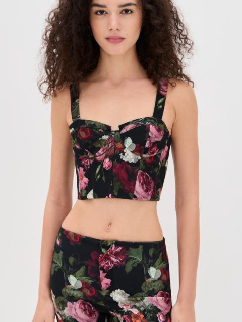 Alice + Olivia Jeanna Bustier Smocked Back Cropped Top